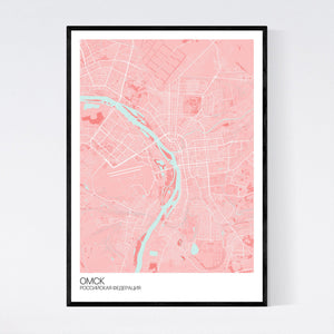 Omsk City Map Print