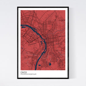 Omsk City Map Print