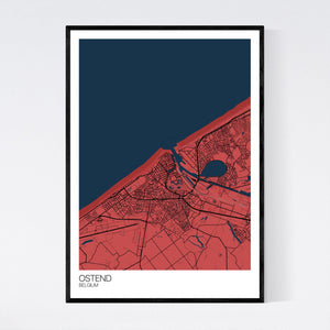 Ostend City Map Print