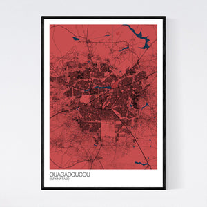 Ouagadougou City Map Print