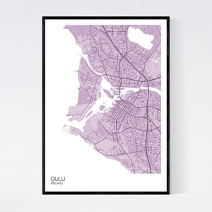 Oulu City Map Print