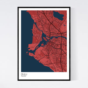 Oulu City Map Print