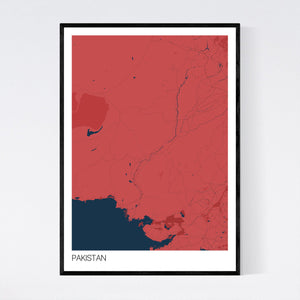 Pakistan Country Map Print