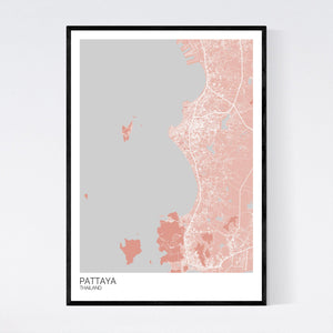 Pattaya City Map Print