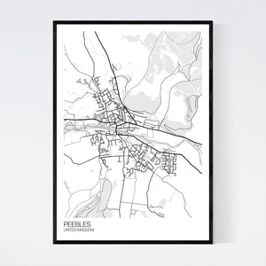 Peebles City Map Print