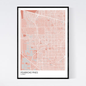Pembroke Pines City Map Print