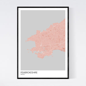 Map of Pembrokeshire, United Kingdom