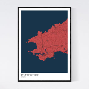 Pembrokeshire Region Map Print