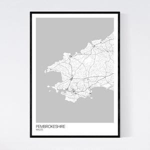 Pembrokeshire Region Map Print