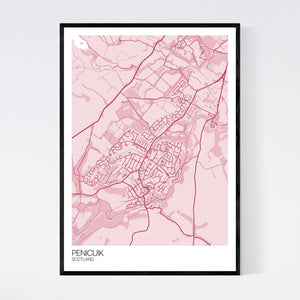 Penicuik Town Map Print