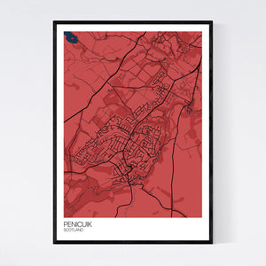 Penicuik Town Map Print