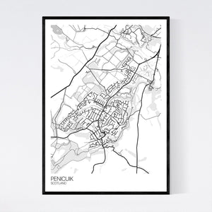 Penicuik Town Map Print