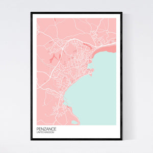 Penzance City Map Print