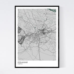 Peshawar City Map Print