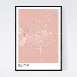 Peshawar City Map Print