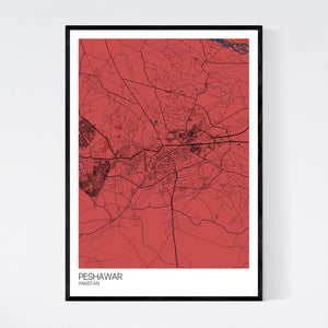 Peshawar City Map Print