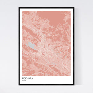 Map of Pokhara, Nepal