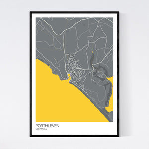 Porthleven Town Map Print