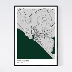 Porthleven Town Map Print