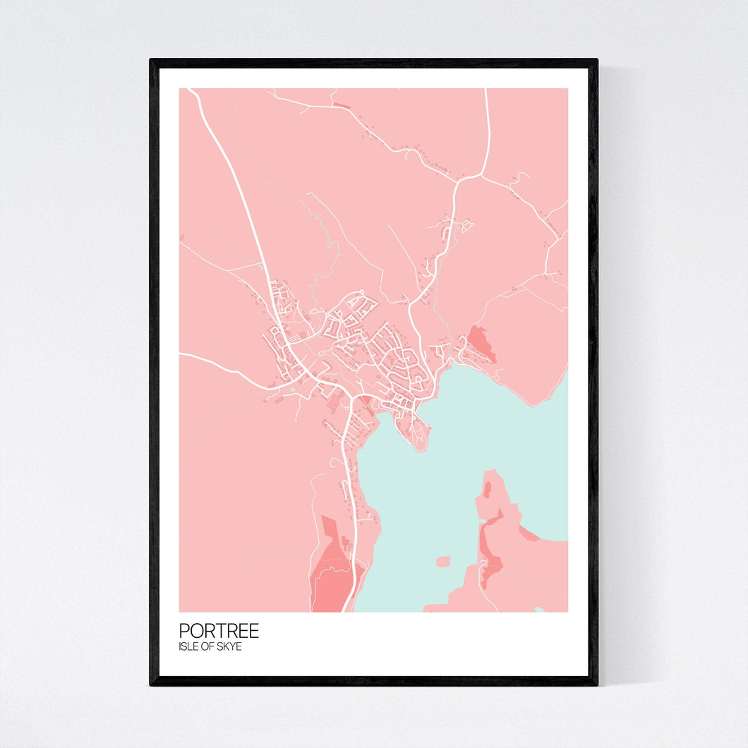 Portree Town Map Print
