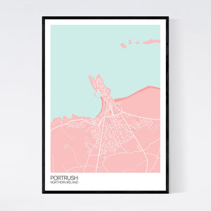 Portrush Town Map Print