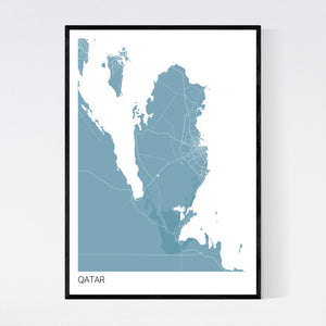 Qatar Country Map Print