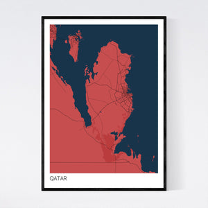 Qatar Country Map Print
