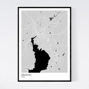 Qingdao City Map Print