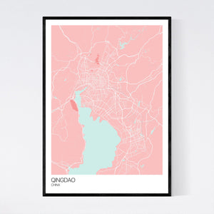 Qingdao City Map Print