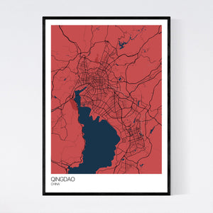Qingdao City Map Print