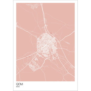 Map of Qom, Iran