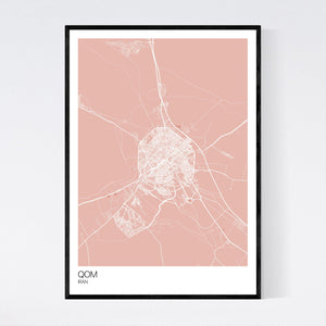 Map of Qom, Iran