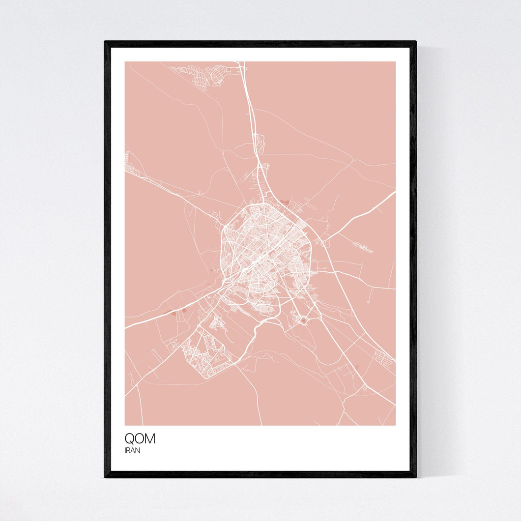 Map of Qom, Iran