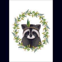Load image into Gallery viewer, Cute Racoon with Leaves Print