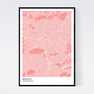 Reigate City Map Print