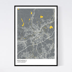 Rochdale City Map Print