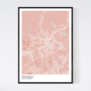 Rochdale City Map Print