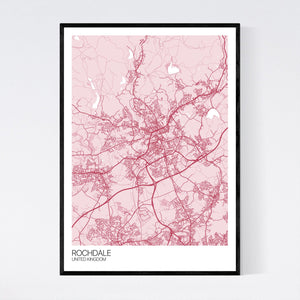 Rochdale City Map Print
