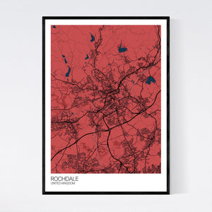 Rochdale City Map Print