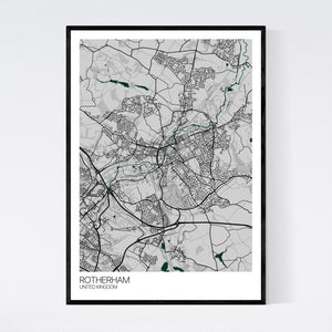Rotherham City Map Print