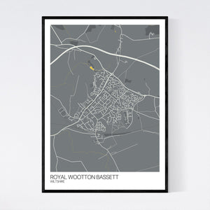 Royal Wootton Bassett Town Map Print