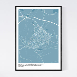 Royal Wootton Bassett Town Map Print