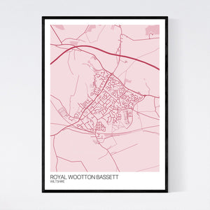 Royal Wootton Bassett Town Map Print
