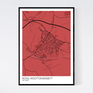 Royal Wootton Bassett Town Map Print