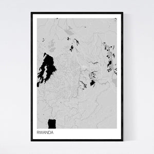 Rwanda Country Map Print