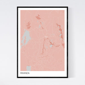 Rwanda Country Map Print