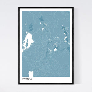 Rwanda Country Map Print