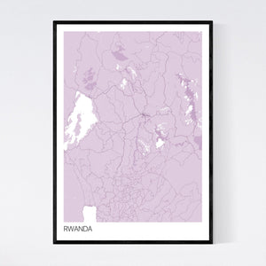 Rwanda Country Map Print