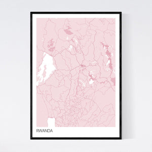 Rwanda Country Map Print