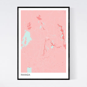 Rwanda Country Map Print